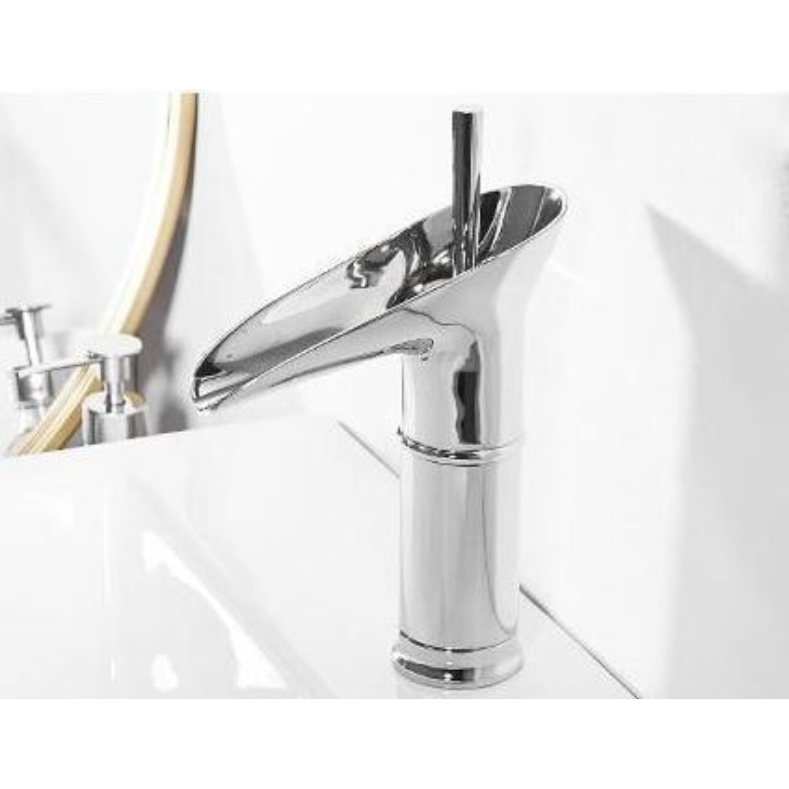 Streamo - Waterfall Bathroom Cranes – Single Handle Vessel Sink Faucet