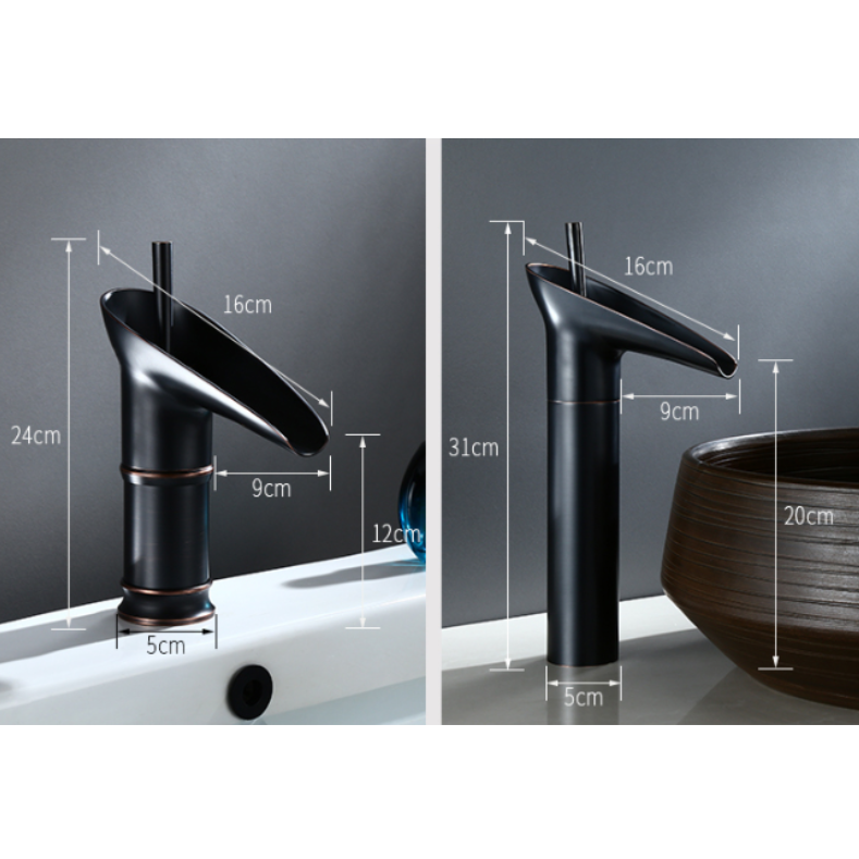 Streamo - Waterfall Bathroom Cranes – Single Handle Vessel Sink Faucet