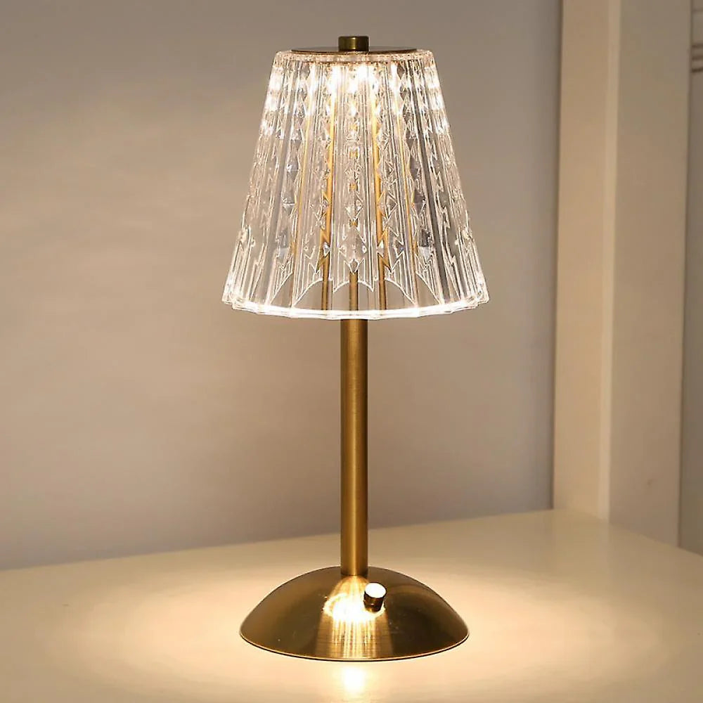 LumiCraze | Elegant Crystal Glass & Gold Table Lamp