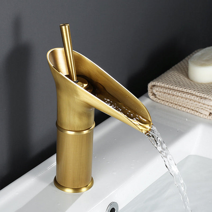 Streamo - Waterfall Bathroom Cranes – Single Handle Vessel Sink Faucet