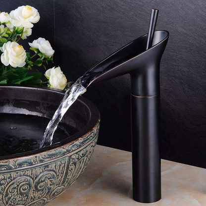 Streamo - Waterfall Bathroom Cranes – Single Handle Vessel Sink Faucet