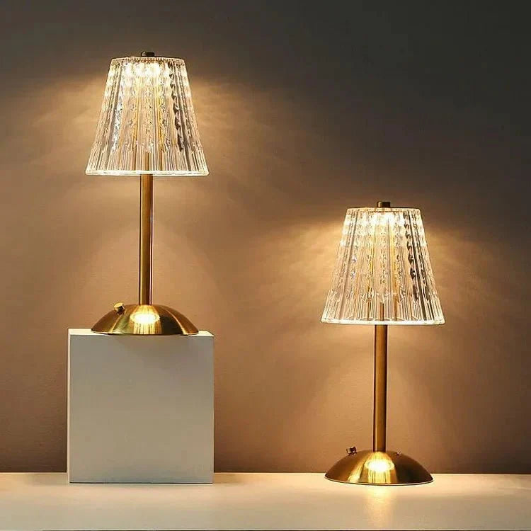 LumiCraze | Elegant Crystal Glass & Gold Table Lamp