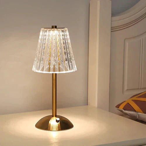 LumiCraze | Elegant Crystal Glass & Gold Table Lamp