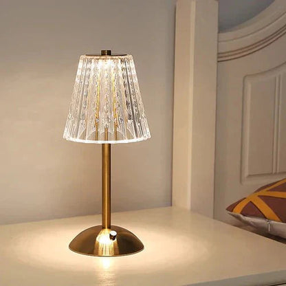 LumiCraze | Elegant Crystal Glass & Gold Table Lamp