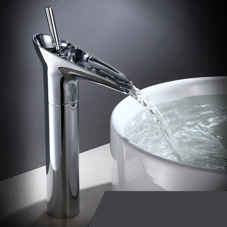 Streamo - Waterfall Bathroom Cranes – Single Handle Vessel Sink Faucet