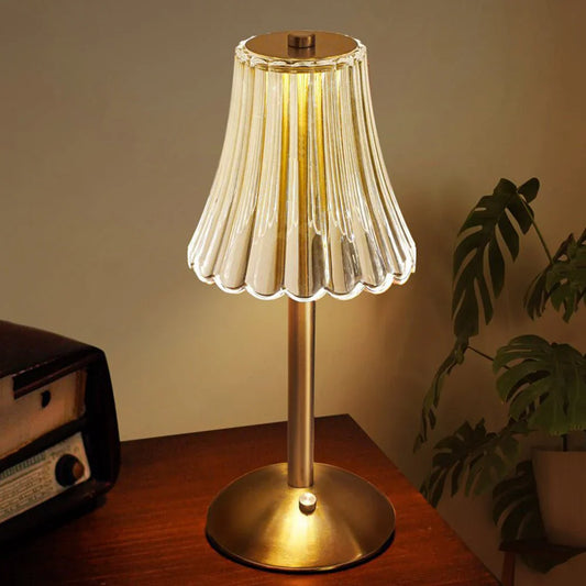 LumiCraze | Elegant Crystal Glass & Gold Table Lamp