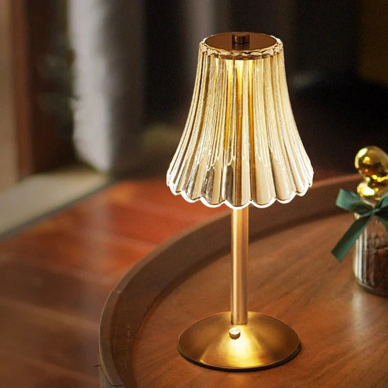 LumiCraze | Elegant Crystal Glass & Gold Table Lamp