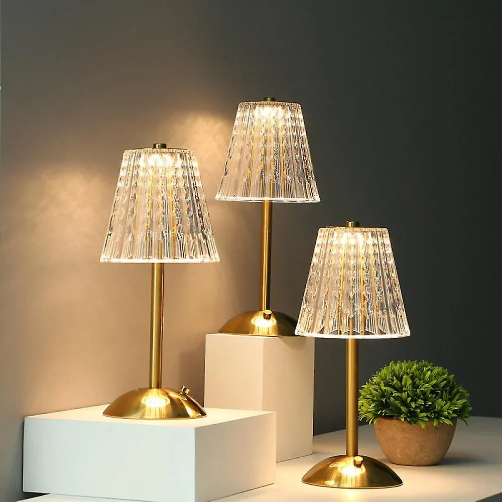 LumiCraze | Elegant Crystal Glass & Gold Table Lamp